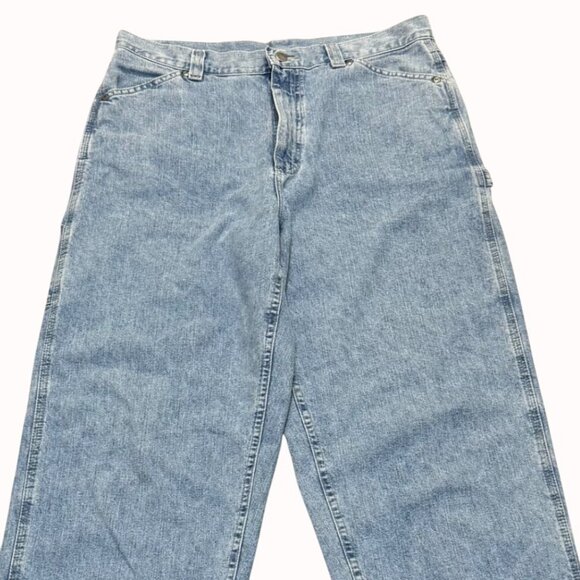 High Waisted Carpenter Jeans Size 14 Light Wash VTG 80s Riveted By Lee USA Made - Picture 4 of 15
